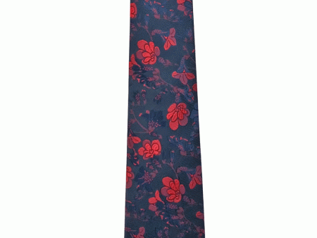 Red and Navy Floral Tie on Sale