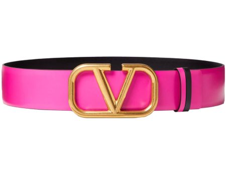 VLOGO Signature Reversible Belt in Pink and Nero Fashion