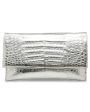 Sofia Crocodile Clutch in Metallic Silver Cheap