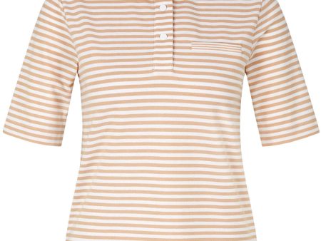 Tan Stripe Peony Polo Online