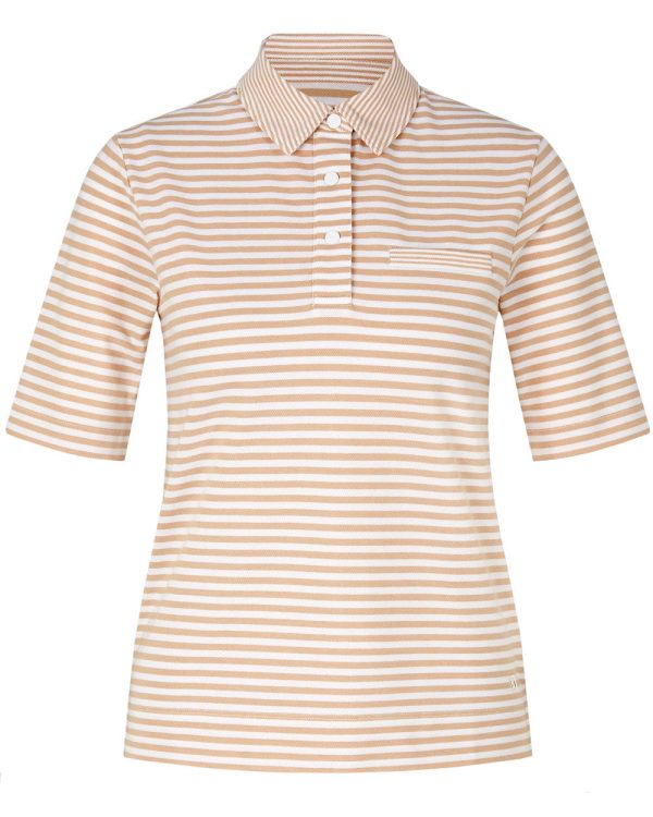 Tan Stripe Peony Polo Online