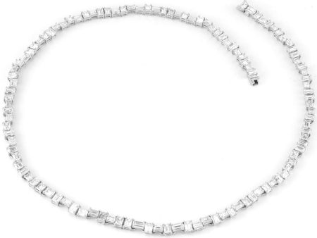 18k White Gold Riviera Necklace For Sale