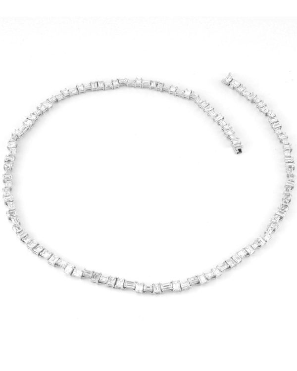 18k White Gold Riviera Necklace For Sale