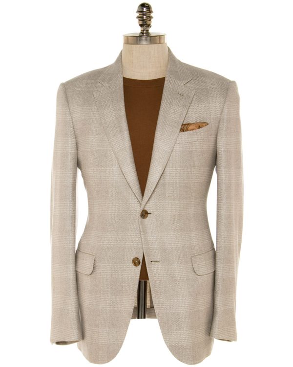 Beige Windowpane Sportcoat Online Hot Sale