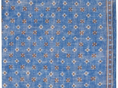 Reversible Paisley Pocket Square in Light Blue and Brown For Discount