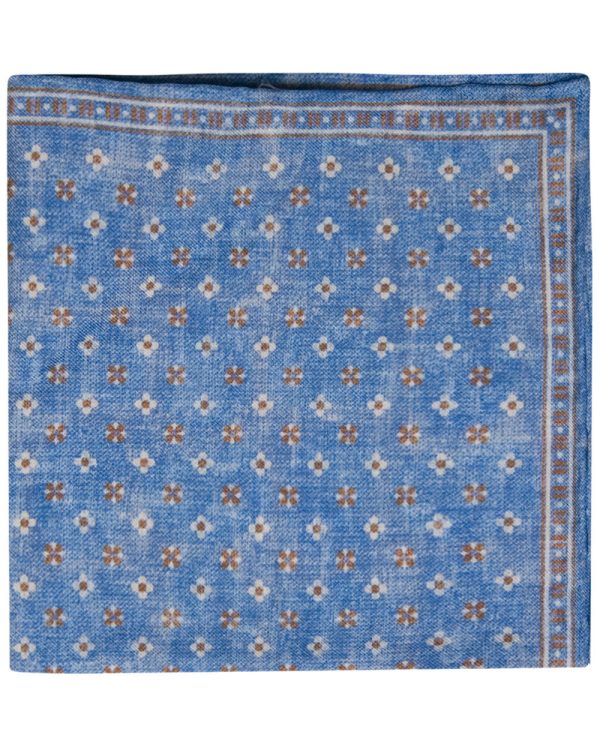 Reversible Paisley Pocket Square in Light Blue and Brown For Discount