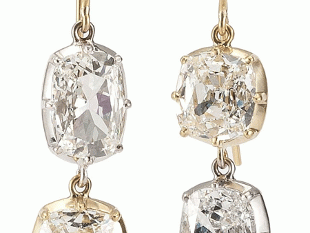 18k White and Yellow Gold Diamond Drop Earrings Online Hot Sale