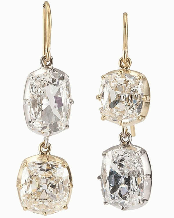 18k White and Yellow Gold Diamond Drop Earrings Online Hot Sale