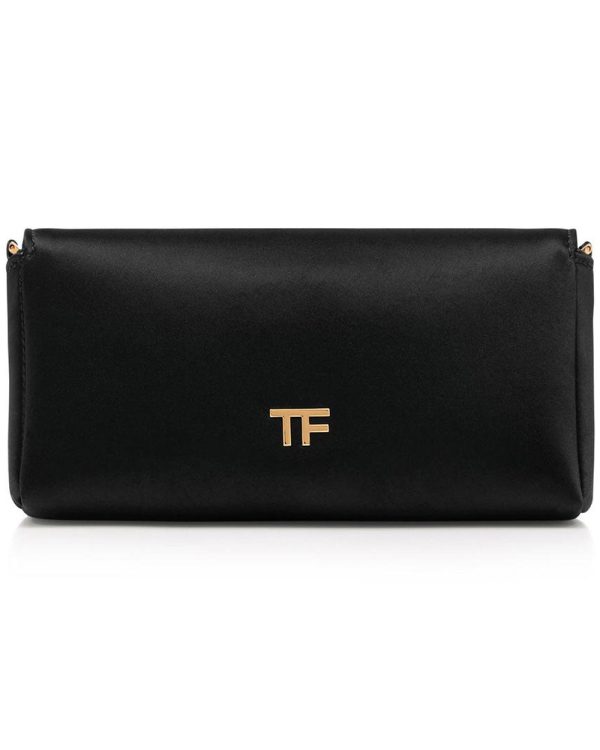 Satin Padlock Clutch in Black Discount