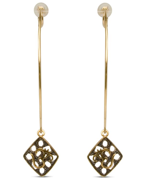 20k Yellow Gold Divinity Om and Peace Diamond Hoop Earring Sale