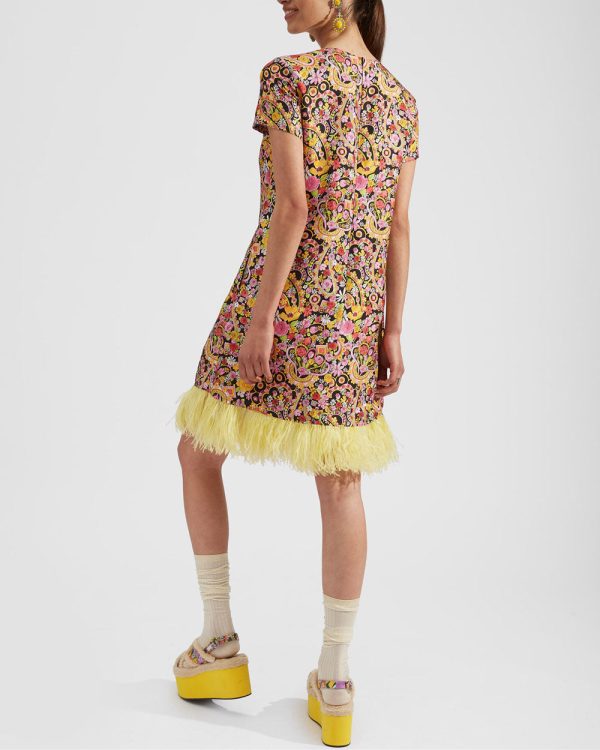 Tripping Nero Feathered Swing Mini Dress Online