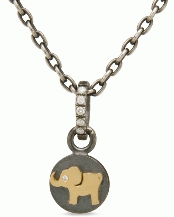 18k Yellow Gold Elephant Pendant For Discount