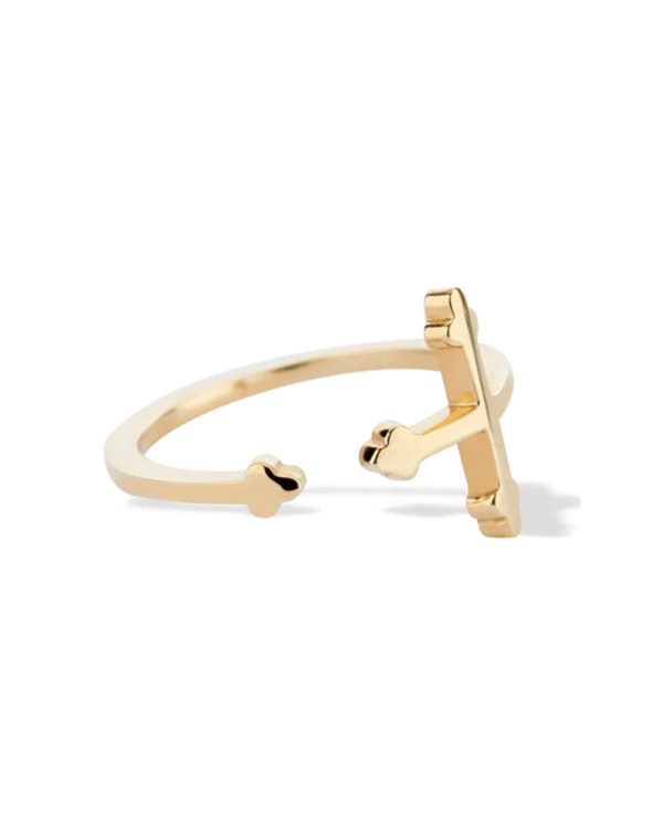 14k Yellow Gold Sideways Cross Ring For Sale