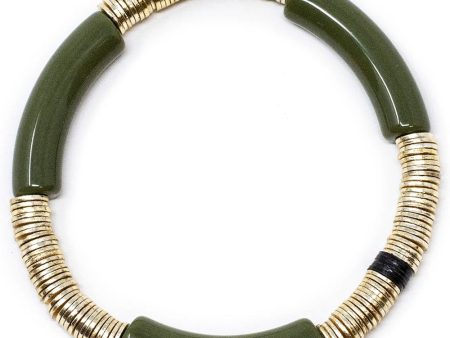 14k Gold and Olive Zo Stretch Bracelet on Sale