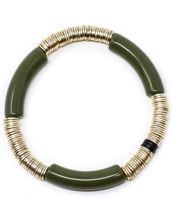 14k Gold and Olive Zo Stretch Bracelet on Sale