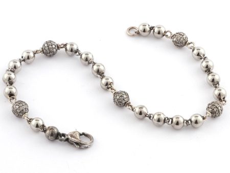 18k White Gold Boule Diamond Bracelet on Sale