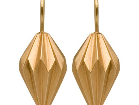 18k Hollow Yellow Gold Satin Finish Kite Earrings Fashion