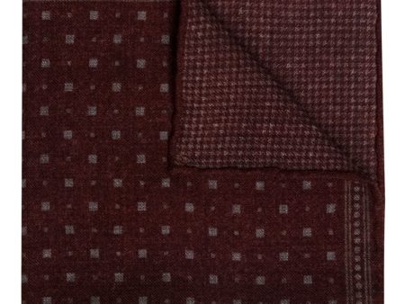 Rust and Grey Handstooth Reversible Pocket Square For Cheap