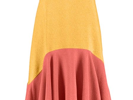 Yellow and Coral Flou Bubble Jacquard Hannah Midi Skirt Fashion