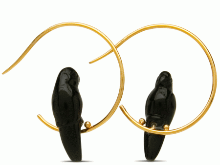 18k Yellow Gold Black Onyx Tallulah Birdie Earrings For Discount