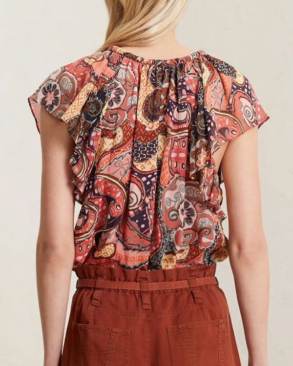 Rose Wine Paisley June Top Hot on Sale