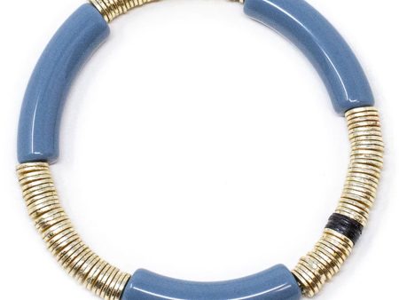 14k Gold and Lake Blue Zo Stretch Bracelet For Cheap