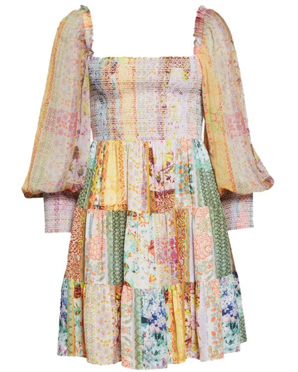 Vintage Summer Patchwork Smocked Rowen Mini Dress Online Sale