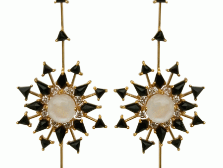 18k Yellow Gold Black Onyx Galaxy Diamond Earrings Online now