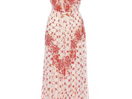 White and Pink Granade V Neck Rachel Maxi Dress For Cheap