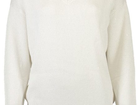 White Paillette Cashmere Sweater on Sale