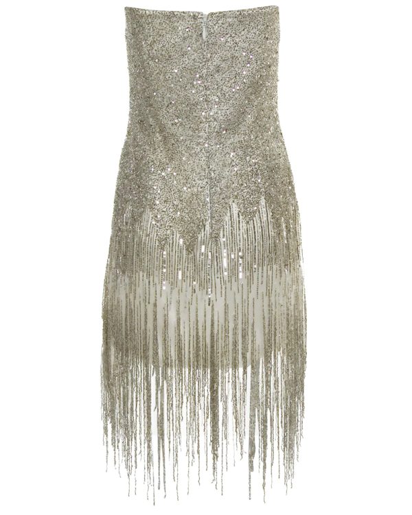 Silver Fringe Cocktail Dress Hot on Sale