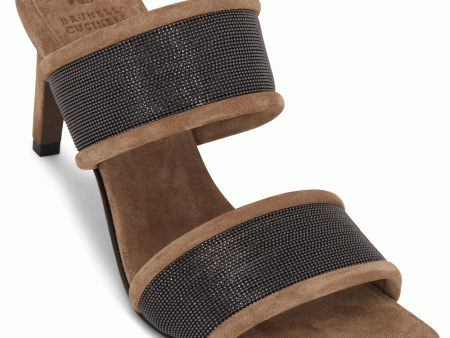 Taupe Monili Strap Square Toe Heel on Sale