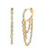 18k Yellow Gold Double Chain Drop Huggie Earrings Online