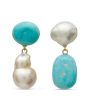 18k Yellow Gold Sleeping Beauty South Sea Pearl Mismatch Drop Earrings Sale