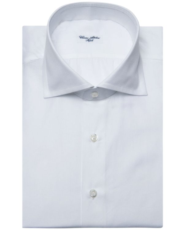 Solid White Cotton Dress Shirt For Discount