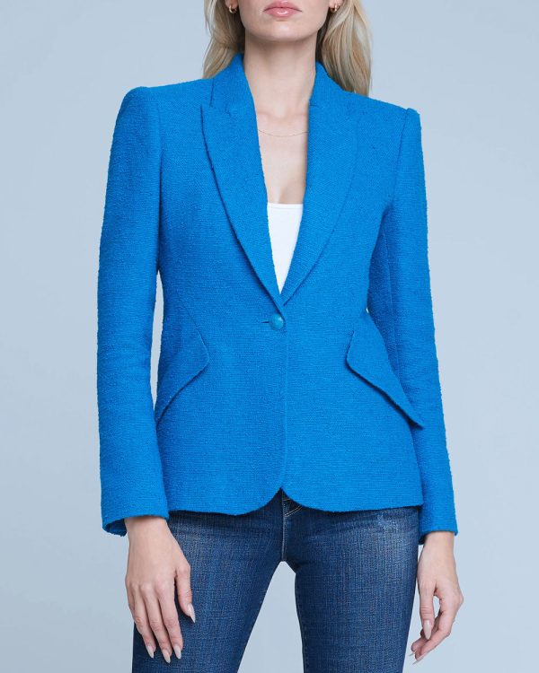 Teal Boucle Single Breasted Chamberlain Blazer For Discount