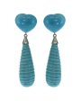 18k Yellow Gold Skipping Stones Carved Turquoise Brios Heart Earrings Online now