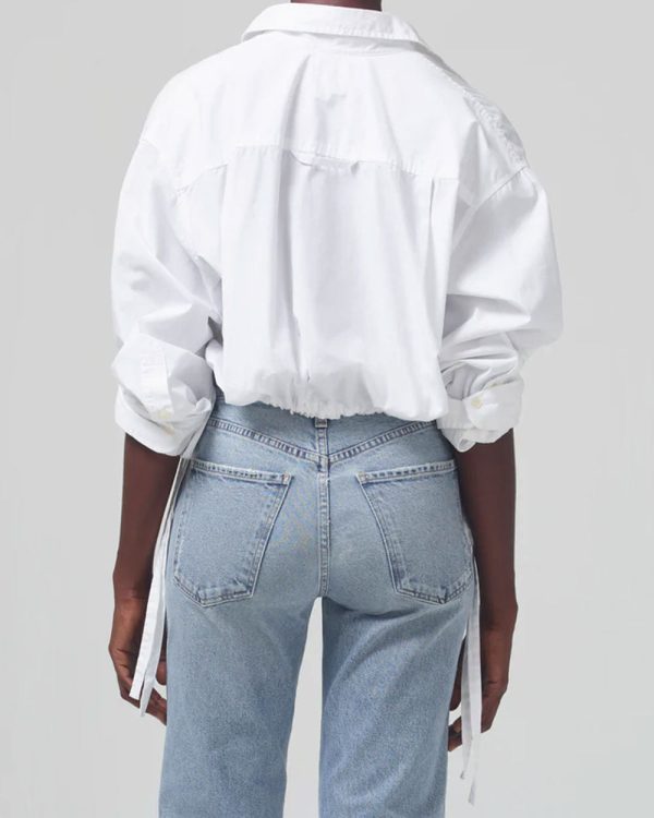 White Drawstring Alexandra Shirt on Sale