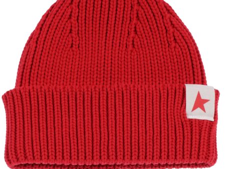 Red Damian Ribbed Beanie For Cheap