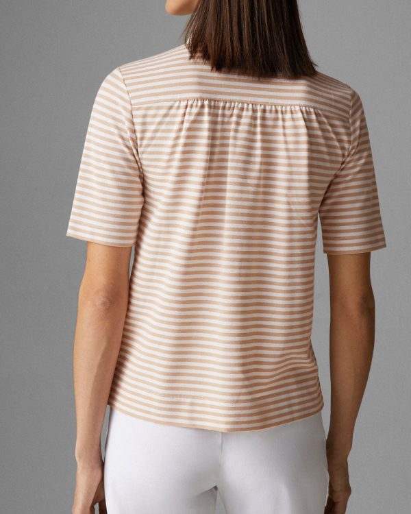 Tan Stripe Peony Polo Online