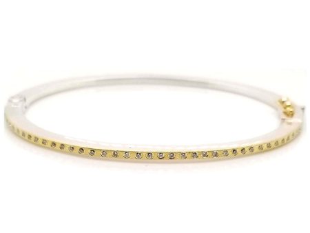 18k Yellow Gold and Diamond Bangle Bracelet Cheap