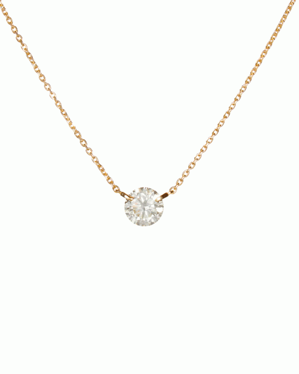 18k Rose Gold Single Floating Diamond Necklace Fashion