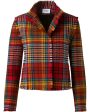 Red Tartan Check Flannel Crop Jacket For Discount