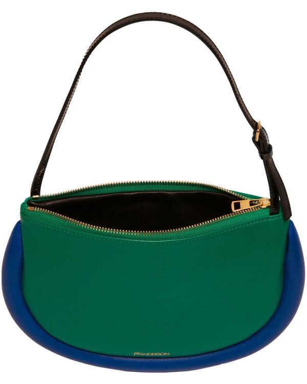 The Bumper Moon Bag in Green and Cobalt For Cheap