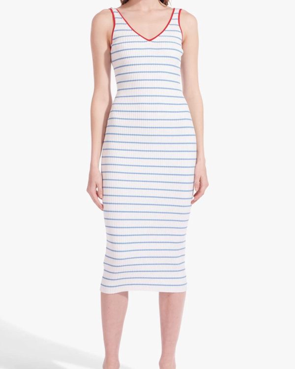 Sky Blue Stripe Dana Midi Dress Fashion