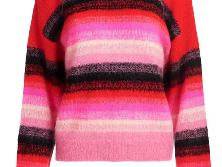 Red Stripe Knit Sweater Discount