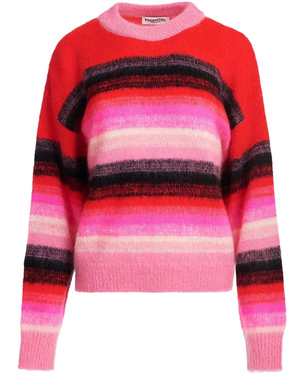 Red Stripe Knit Sweater Discount