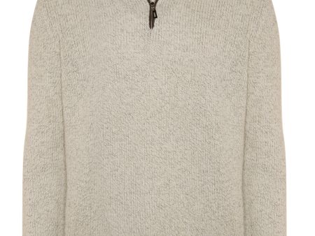 White and Grey Eco Twist Quarter Zip Sweater Online Sale