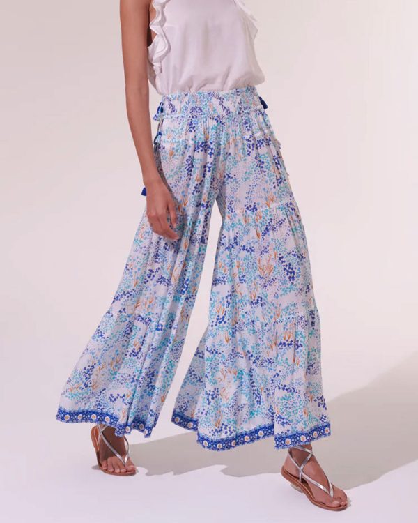 White and Blue Tulip Soledad Pant For Discount