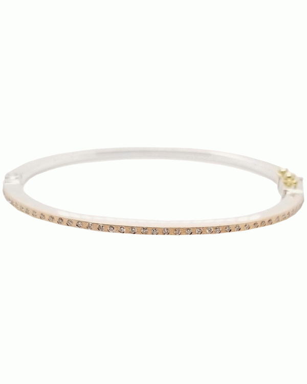 18k Rose Gold Front and Back Bangle Bracelet with Diamonds Fashion